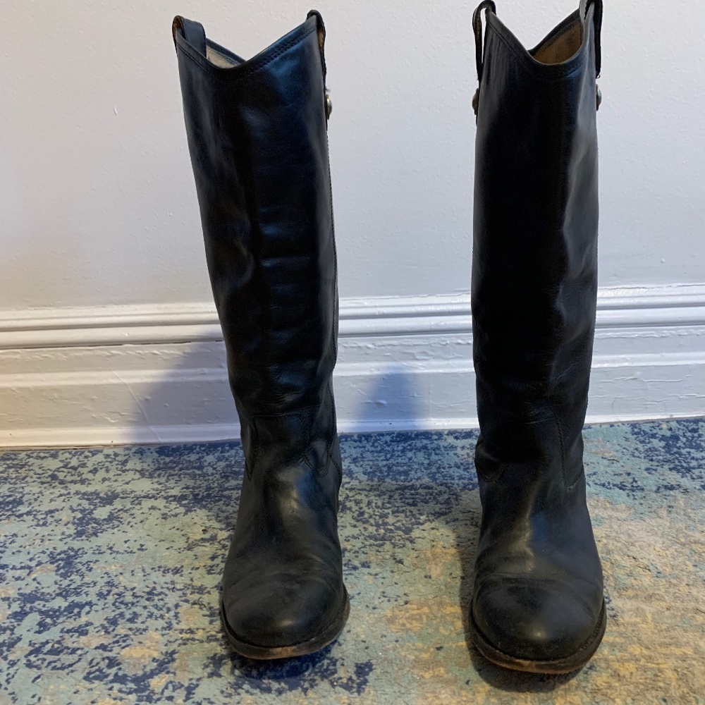 Women's Vintage Black Leather Frye Riding Boots 8.5